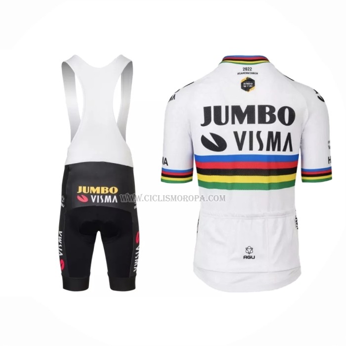 2022 Ropa Ciclismo Jumbo Visma Blanco Mangas Cortas y Culotte Corto